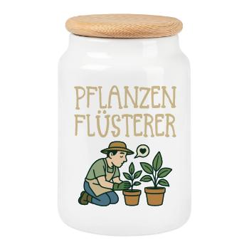 Pflanzenflüsterer Gärtner - Keksdose mit Holzdeckel - Weiß - Vorne