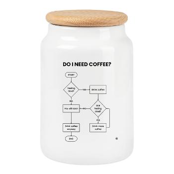 Do I Need Coffee Flowchart - Always Yes Gift - Boîte à biscuits avec couvercle en bois - blanc - Devant