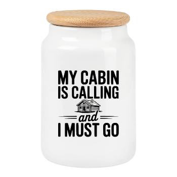 Ma cabane m’appelle et je dois partir - Boîte à biscuits avec couvercle en bois - blanc - Devant