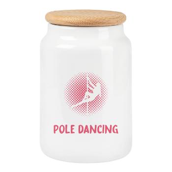 Pole Dancing Girl Typography - Keksdose mit Holzdeckel - Weiß - Vorne