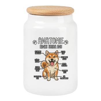 Shiba Inu : La Véritable Anatomie - Boîte à biscuits avec couvercle en bois - blanc - Devant