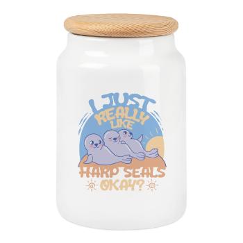 Harp Seal Seals Really Like Harp Seals - Cookie Jar with Wooden Lid - white - Front