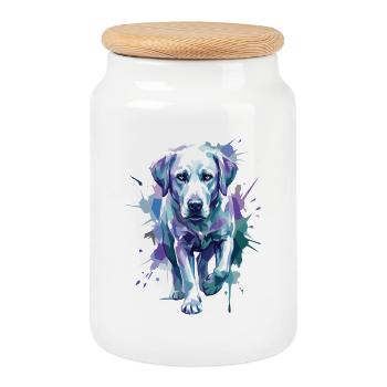 Labrador – Timeless elegance - Cookie Jar with Wooden Lid - white - Front