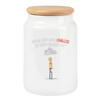 Quand le malheur est tombé amoureux de toi - Boîte à biscuits avec couvercle en bois - blanc - Devant