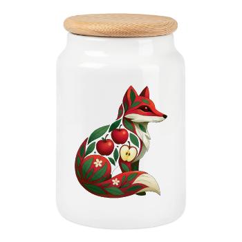 Fuchs Apfel - Keksdose mit Holzdeckel - Weiß - Vorne