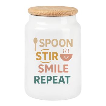 Porridge Breakfast Culture Overnight - Cookie Jar with Wooden Lid - white - Front