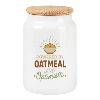 Porridge Breakfast Culture Overnight - Cookie Jar with Wooden Lid - white - Front