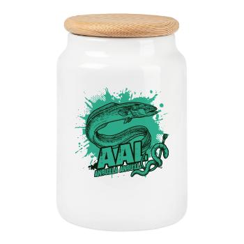 Eel – The Hunter of the Night - Cookie Jar with Wooden Lid - white - Front