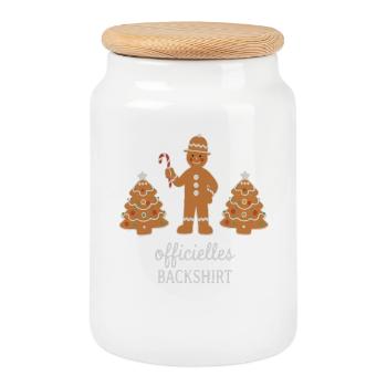 Cookies Baking Christmas Time Cookies Gingerbread - Cookie Jar with Wooden Lid - white - Front