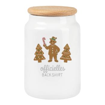 Cookies Baking Christmas Time Cookies Gingerbread - Cookie Jar with Wooden Lid - white - Front