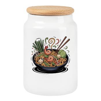 Frühlingsramen mit Shrimp und Limette - Keksdose mit Holzdeckel - Weiß - Vorne