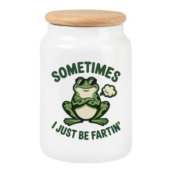 Manchmal ich einfach einen komischen Vintage-Frosch - Keksdose mit Holzdeckel - Weiß - Vorne