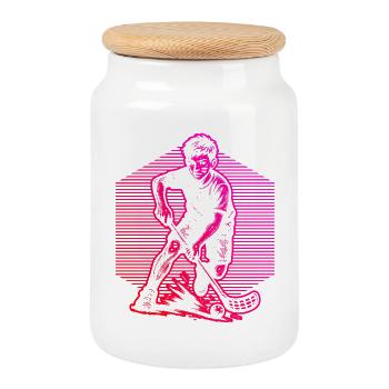 Fresh floorball motif for floorball - Cookie Jar with Wooden Lid - white - Front