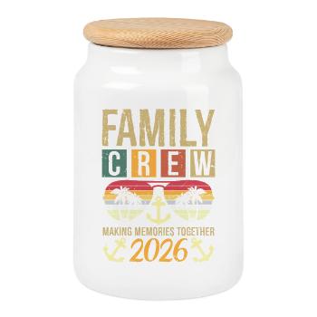 Family Cruise Crew 2026 Making Memories Together - Cookie Jar with Wooden Lid - white - Front