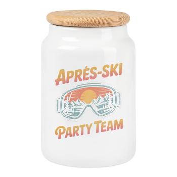 Apres Ski Berge Party Team Skibrille - Keksdose mit Holzdeckel - Weiß - Vorne