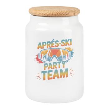 Dicton après-ski - Boîte à biscuits avec couvercle en bois - blanc - Devant