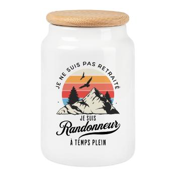 Full-time hiker not retired - Cookie Jar with Wooden Lid - white - Front