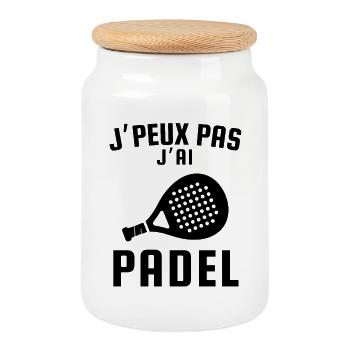 Je peux pas j ai padel - Boîte à biscuits avec couvercle en bois - blanc - Devant