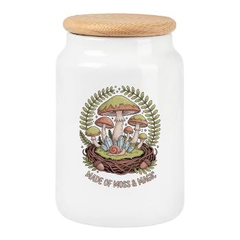 Fait de mousse et de gobelincore magique - Boîte à biscuits avec couvercle en bois - blanc - Devant