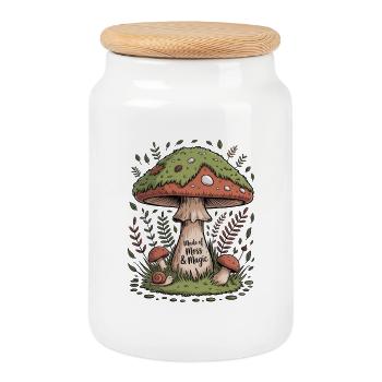 Fait de mousse et de gobelincore magique - Boîte à biscuits avec couvercle en bois - blanc - Devant