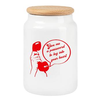 Retro-Handy-Design Lustiges Gespräch Geben Sie mir - Keksdose mit Holzdeckel - Weiß - Vorne