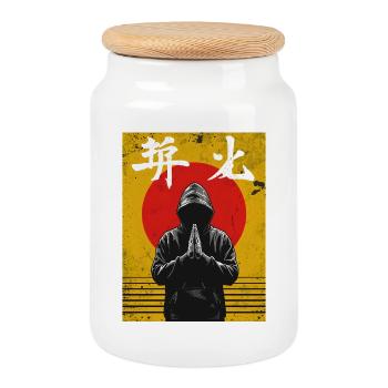Budo-Spirit!  Japanisches Kampfkunst Design - Keksdose mit Holzdeckel - Weiß - Vorne