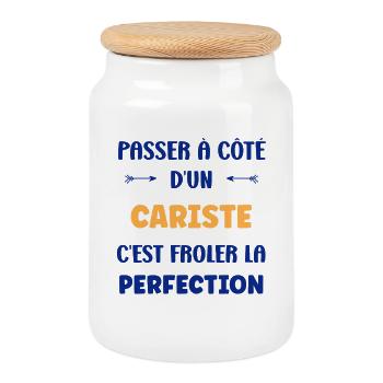 Cariste Parfait en Action - Boîte à biscuits avec couvercle en bois - blanc - Devant