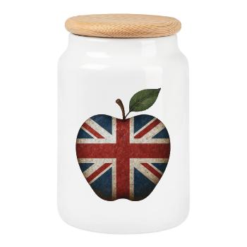 Great Britain England - Cookie Jar with Wooden Lid - white - Front