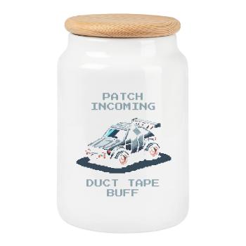 Patch: Duct Tape | RC Cars Humor - Cookie Jar with Wooden Lid - white - Front
