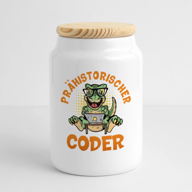 Programmation PRÉHISTORIQUE : Divertissement du CODER Boîte à biscuits avec couvercle en bois