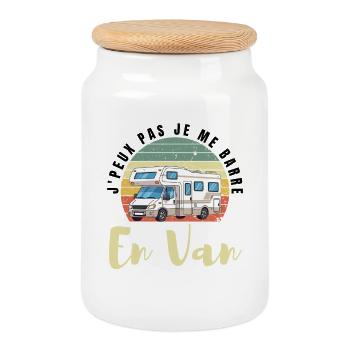 Ich kann nicht, ich fahre mit einem Van weg. - Keksdose mit Holzdeckel - Weiß - Vorne