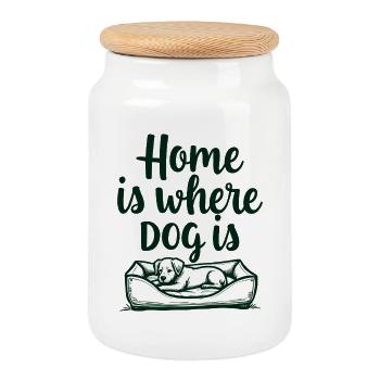 Le foyer, c’est là où le chien est l’amour du chien - Boîte à biscuits avec couvercle en bois - blanc - Devant