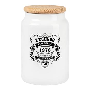 50e anniversaire Vintage Western Lay 1976 - Boîte à biscuits avec couvercle en bois - blanc - Devant