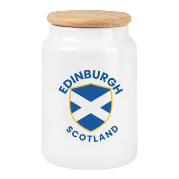 Edinburgh Scotland Wappen - Keksdose mit Holzdeckel - Weiß - Vorne