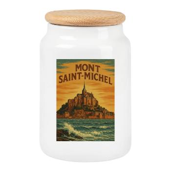 Illustration: Landschaft: Normandie: Bretagne, Frankreich - Keksdose mit Holzdeckel - Weiß - Vorne