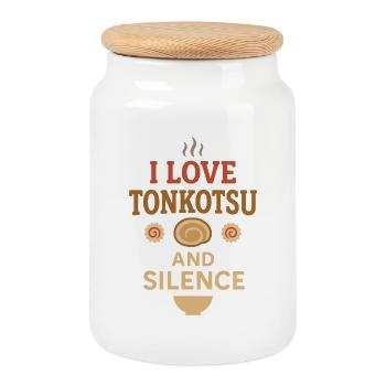 Ramen Bar Real Ramen Tonkotsu Broth - Cookie Jar with Wooden Lid - white - Front