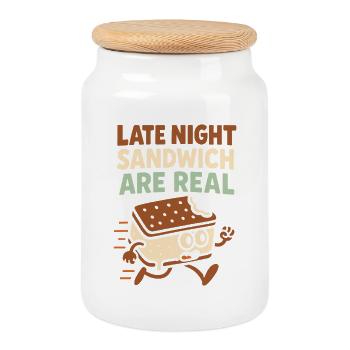 Eis-sandwich-liebhaber Sommerdessert - Cookie Jar with Wooden Lid - white - Front