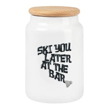 Ski You Later at the Bar – Skiing Après-Ski - Cookie Jar with Wooden Lid - white - Front