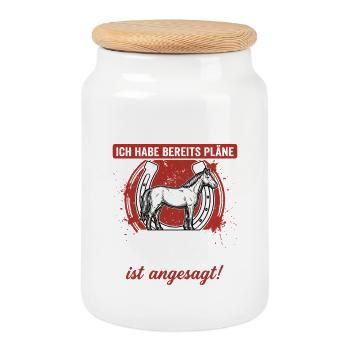 Sorry guys My horse is hot! Equestrian Shirt - Cookie Jar with Wooden Lid - white - Front
