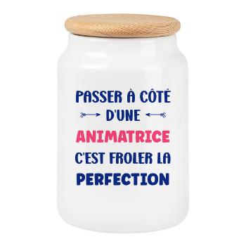animatrice - Boîte à biscuits avec couvercle en bois - blanc - Devant