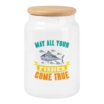 Angler Gift Funny Fishing Fisherman Fishing - Cookie Jar with Wooden Lid - white - Front