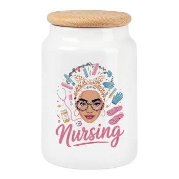 Nursing Glam : Tendance de l’héroïne infirmière - Boîte à biscuits avec couvercle en bois - blanc - Devant