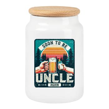 Oncle encore, oncle en devenir, oncle futur - Boîte à biscuits avec couvercle en bois - blanc - Devant