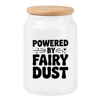 Powered by Fairy Dust - Cookie Jar with Wooden Lid - white - Front