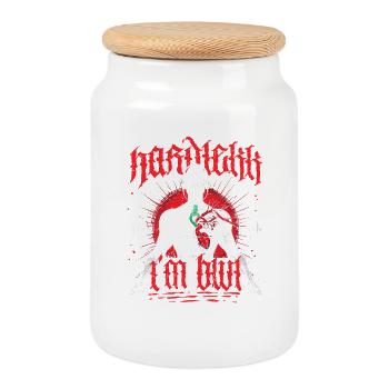 Hardtekk Tekke East Germany - Cookie Jar with Wooden Lid - white - Front