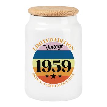 1959 Vintage Geburtstagsgeschenk 59 Geburtstag - Keksdose mit Holzdeckel - Weiß - Vorne