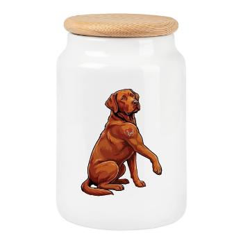 I Love Dad – Muskulöser Foxred Labrador Design - Keksdose mit Holzdeckel - Weiß - Vorne