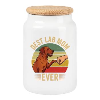 Best Lab Dad Ever – Foxred Labrador Vintage Design - Cookie Jar with Wooden Lid - white - Front