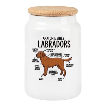 Anatomie d’un labrador – Drôle de design de chien - Boîte à biscuits avec couvercle en bois - blanc - Devant