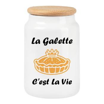 Humor galette des rois - Cookie Jar with Wooden Lid - white - Front
